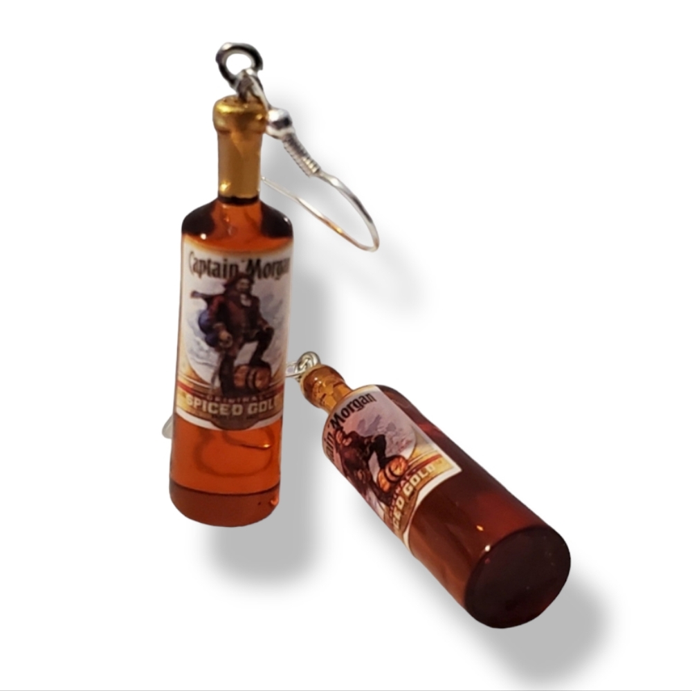 Captain MorganRum drop earrings Funny Gag gift Happy hour